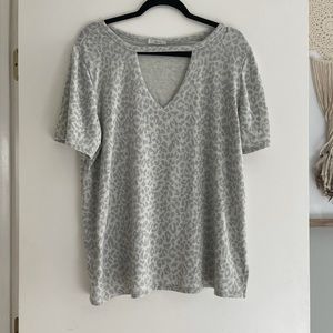 Grey cheetah print top with cut out detail